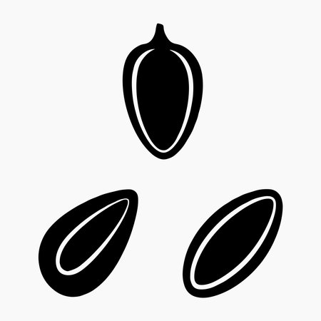 Organic Sunflower Seed Silhouette Icons Set Healthy Food Designのイラスト素材