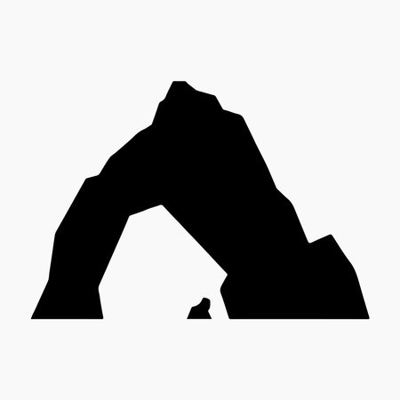 Rock Formation Silhouette Icon Rugged Outdoor Landscape Symbolのイラスト素材