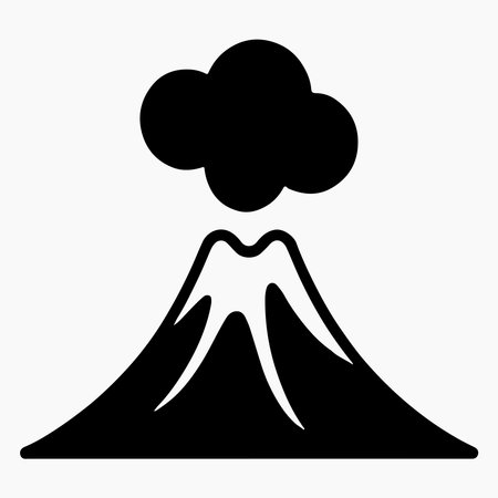 Volcano Eruption Silhouette Icon Exploding Nature Scene Designのイラスト素材