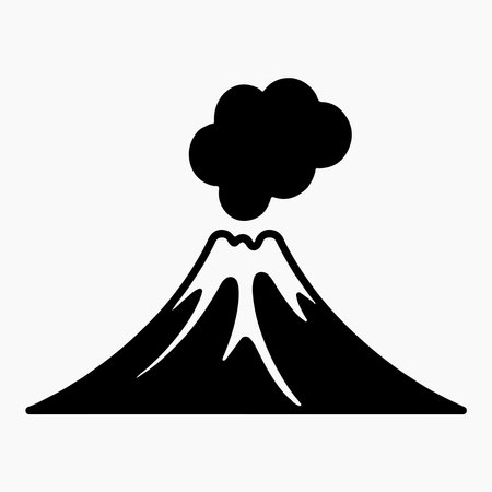 Volcano Silhouette Icon Active Mountain Landscape Symbolのイラスト素材