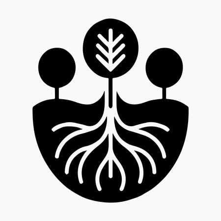 Underground Roots Silhouette Icon Plant Growth Graphicのイラスト素材