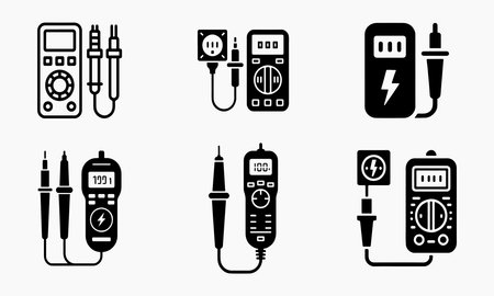 Electrical voltage tester tool set isolated on white background