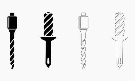 Collection of wood drill bit icons isolated on white backgroundのイラスト素材