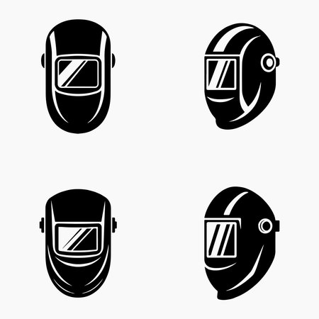 Solid welding helmet icon isolated on white backgroundのイラスト素材