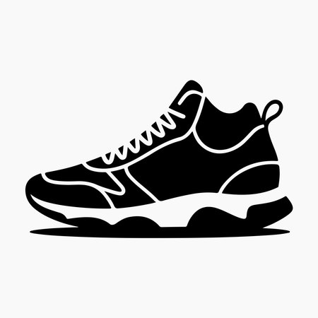 Simple sneaker icon with clean lines isolated on white backgroundのイラスト素材