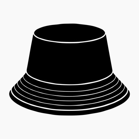 A clean, minimalist icon of a bucket hat presented as a single isolated object on a white background.のイラスト素材