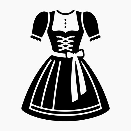 Cultural fashion glyph icon of dirndl dress symbolizing heritage clothing, folk wear, and traditional German attire.のイラスト素材