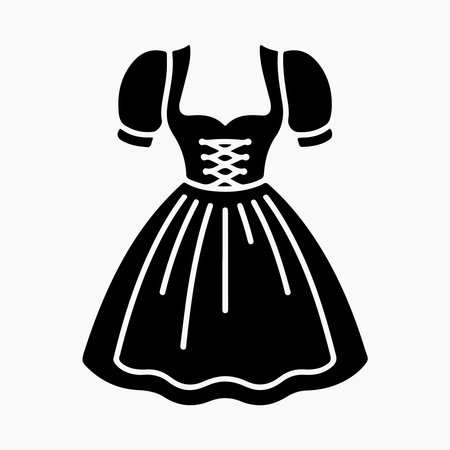 Oktoberfest dirndl dress glyph icon graphic representing Bavarian clothing, folk attire, and cultural festival traditional outfit.のイラスト素材
