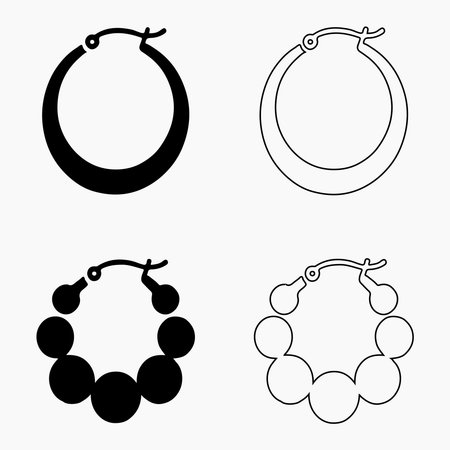 Minimal hoop earrings solid icons set for jewelry products, fashion accessories, boutique branding and stock illustrationのイラスト素材