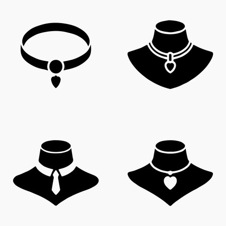 Trendy choker solid icons set for jewelry boutiques, accessories design, fashion projects and creative stock artworkのイラスト素材