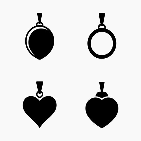 Pendant solid icons set for jewelry design, fashion branding, accessories, creative projects, and professional graphic themes.のイラスト素材