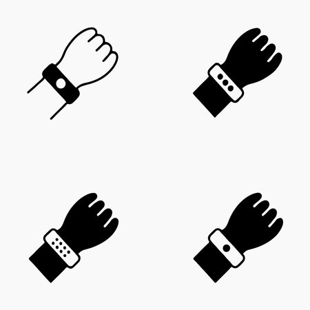 Minimal wristband solid icons set designed for fashion, jewelry, accessories, branding, creative design, and modern artwork.のイラスト素材