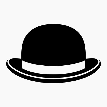 Bowler hat solid icon stylish gentleman fashion symbol for classic retro clothing, vintage costume design, formal outfit artのイラスト素材