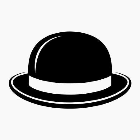 Bowler hat solid icon representing classic vintage fashion accessory for gentlemen, retro clothing, stylish formal outfit designのイラスト素材
