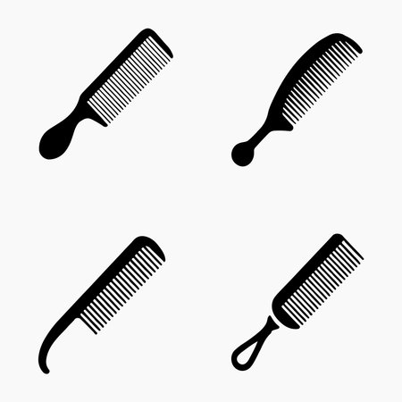 Comb solid icons set grooming accessory pack for hairstyle, beauty salon, personal care tools, fashion and barber shop designのイラスト素材