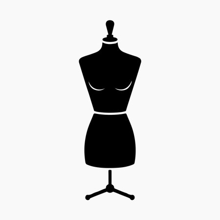 Mannequin solid icon fashion display symbol for clothing design, tailor dress form, boutique styling, garment presentation illustrationのイラスト素材