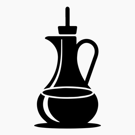 Olive oil dispenser cooking bottle glyph design for kitchen appliances, food preparation and culinary branding graphicsのイラスト素材