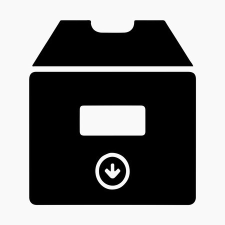 Archive Box Solid Document Container Icon for safe storage archive paperwork files black solid designのイラスト素材