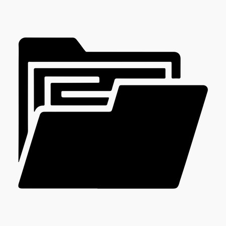 Opened File Folder With Papers Solid Icon document storage office folder glyph solid blackのイラスト素材