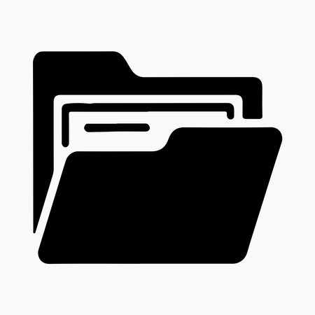 Opened File Folder With Papers Solid Document Icon glyph folder symbol for office document storageのイラスト素材