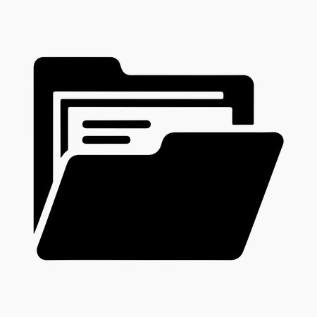 Opened File Folder With Papers Solid Black Symbol glyph black folder with papers office storageのイラスト素材
