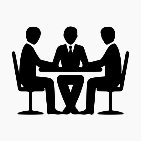 Team Meeting People Around Table Solid Business Icon glyph office business discussion teamwork meetingのイラスト素材