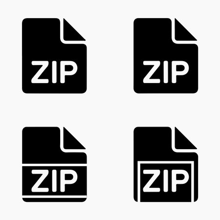 ZIP File Icon Solid Icons Data Storage Pack glyph icons set for zip files archive storageのイラスト素材