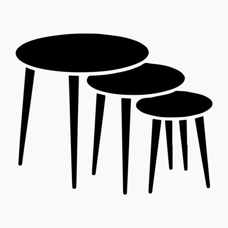 Nesting tables solid icon for home furniture design, modern interior, minimalist household decor and living room furniture graphicsのイラスト素材