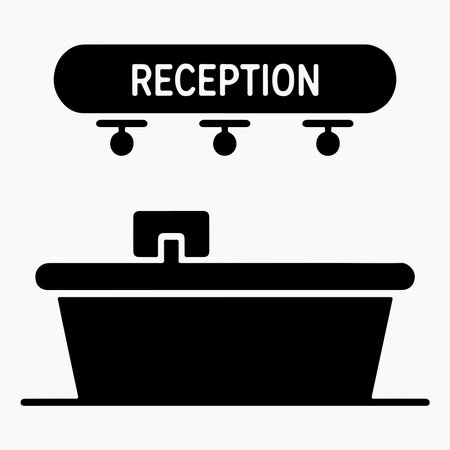 Reception desk solid icon for office furniture, workplace design, front desk reception area and modern business themed graphicsのイラスト素材