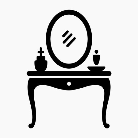 Dressing table with mirror solid icon elegant household furniture icon for bedrooms, dressing interiors, and modern stylish decorのイラスト素材