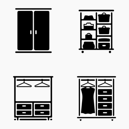 Closet organizer solid icon designed for modern storage furniture and stylish bedroom organization themesのイラスト素材