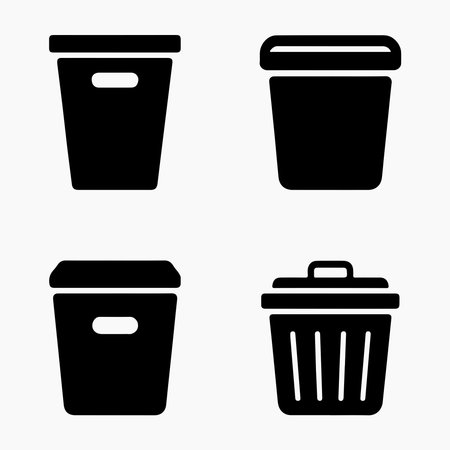 Storage bins glyph icons set created for home organization and modern stylish furniture design solutionsのイラスト素材