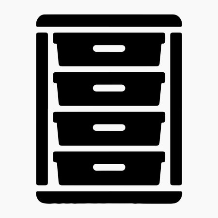 Plastic drawer unit solid icon symbolizing home organization and modern stylish furniture storage designのイラスト素材