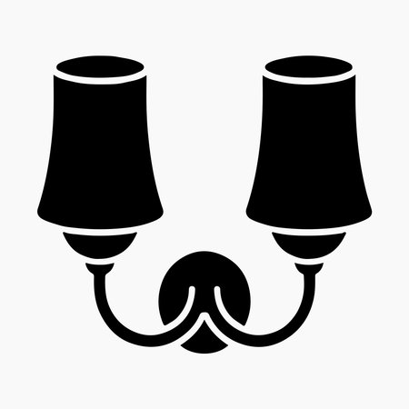 Wall sconce glyph icon representing stylish interior light and modern home furniture lighting decoration ideasのイラスト素材