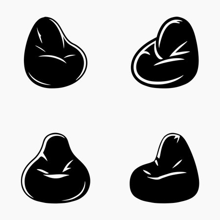 Bean bag kids furniture icons pack for comfortable seating, playful room decor, and modern interiorsのイラスト素材
