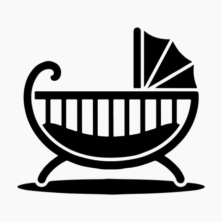 Crib baby bed furniture solid icon designed for safe nursery setups and comfortable infant sleepingのイラスト素材