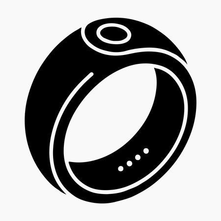 A clean, solid icon representing a smart ring, presented in isolation on a white background.のイラスト素材