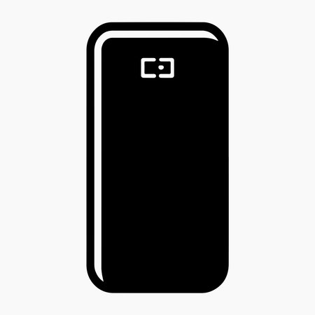 A clean, solid icon representing a slim power bank. This portable charger is presented isolated on a white background.のイラスト素材