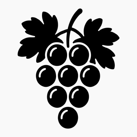 A simple, solid icon depicting a bunch of grapes. This design features the isolated object on a clean white background.のイラスト素材