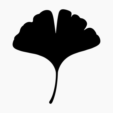 A single, solid icon of a ginkgo leaf presented clearly isolated on a clean white background for versatile design use.のイラスト素材