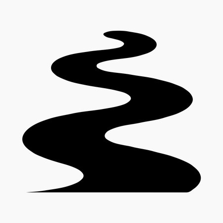 A single, solid icon representing river flow, presented clearly on a white background for easy integration into designs.のイラスト素材