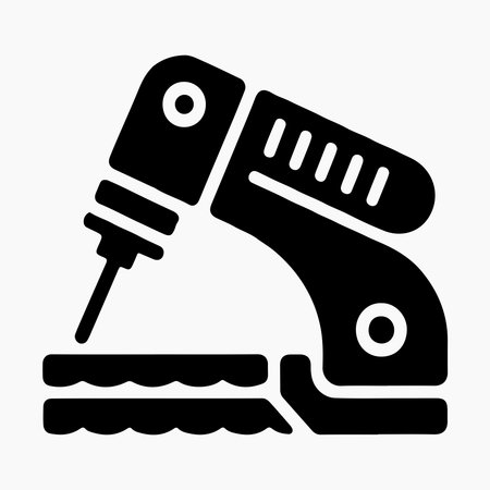 A clean, solid icon representing a biscuit joiner tool. This graphic is presented isolated on a white background for easy integration.のイラスト素材