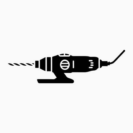 A solid icon representing a rotary tool, commonly known as a Dremel, presented clearly isolated on a white background.のイラスト素材