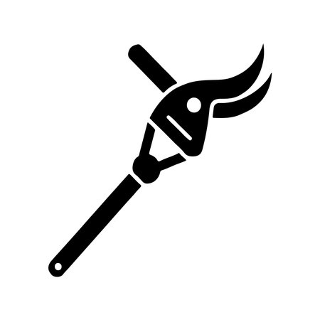 A clean, solid icon representing a pole pruner, presented clearly on a white background for versatile use.のイラスト素材