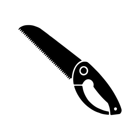 A clean, solid icon of a pruning saw presented clearly on a white background.のイラスト素材