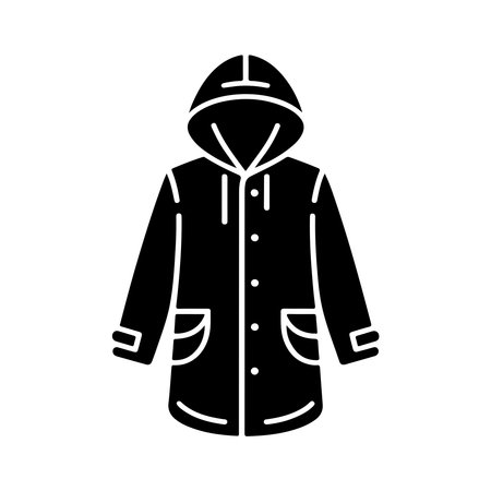 A clean, solid icon of a raincoat presented clearly on a white background. This design is ideal for digital interfaces and print.のイラスト素材