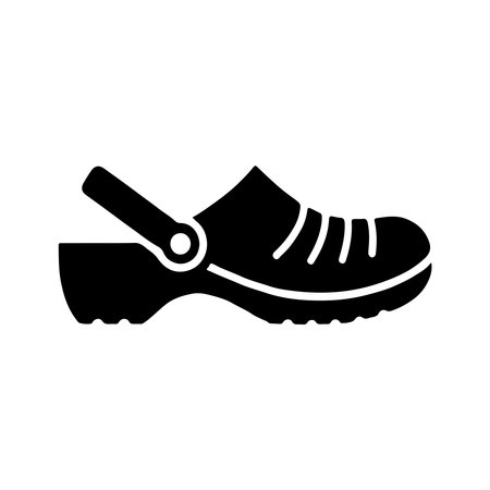 A simple, solid icon representing clogs. This design features an isolated object on a clean white background, perfect for various applications.のイラスト素材