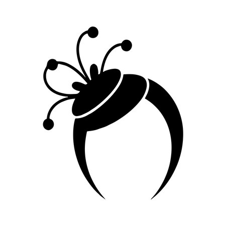 A single, clean solid icon of a fascinator, presented isolated on a white background for versatile design use.のイラスト素材
