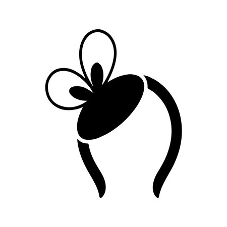 A simple solid icon representing a fascinator, presented cleanly isolated on a white background for versatile design use.のイラスト素材