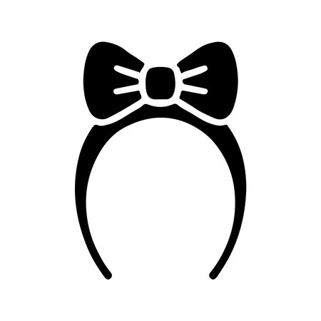 A simple solid icon of a hairband adorned with a bow, presented in isolation on a clean white background.のイラスト素材